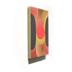 Jolly (Graphic Abstract Painting in Red, Raspberry, Navy, and Gold)