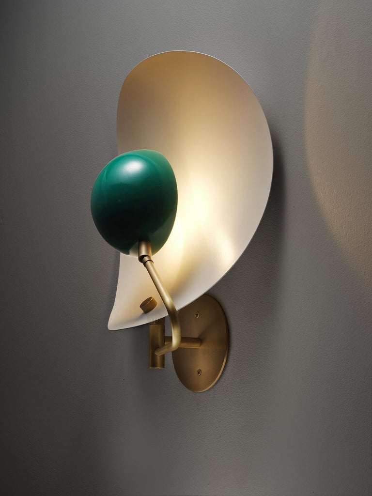 Contemporary JENNY Large Wall Light or Sconce in Enamel & Brass by Blueprint Lighting For Sale