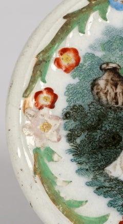 Jenny Lind Rare Printed and Hand Painted Pot Lid Attributed to Ridgway