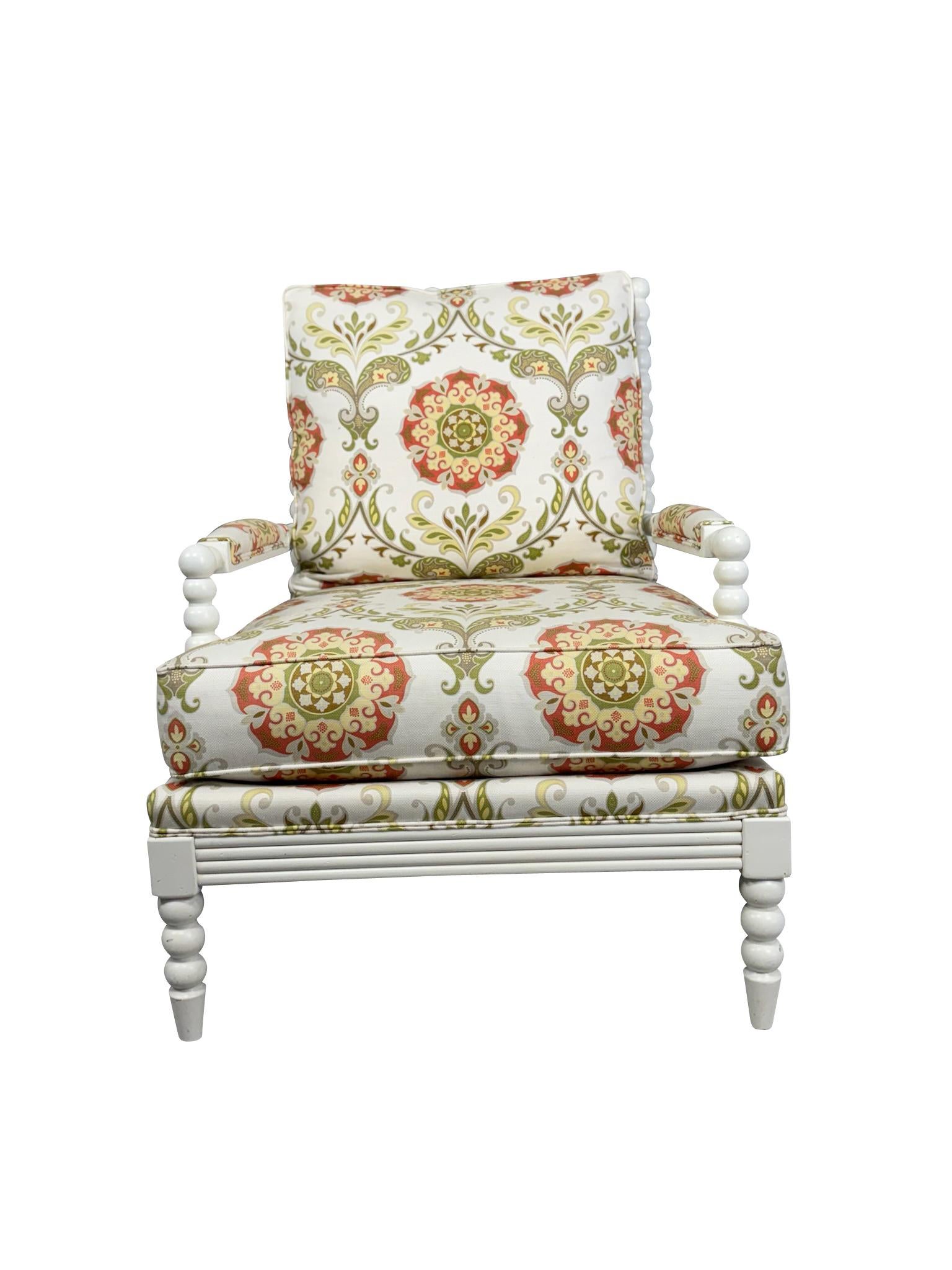 Jenny Lind Spool Chair et Ottoman assorti en blanc en vente 3