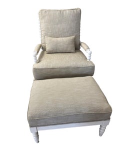Jenny Lind Spool Chair and Matching Ottoman in White
