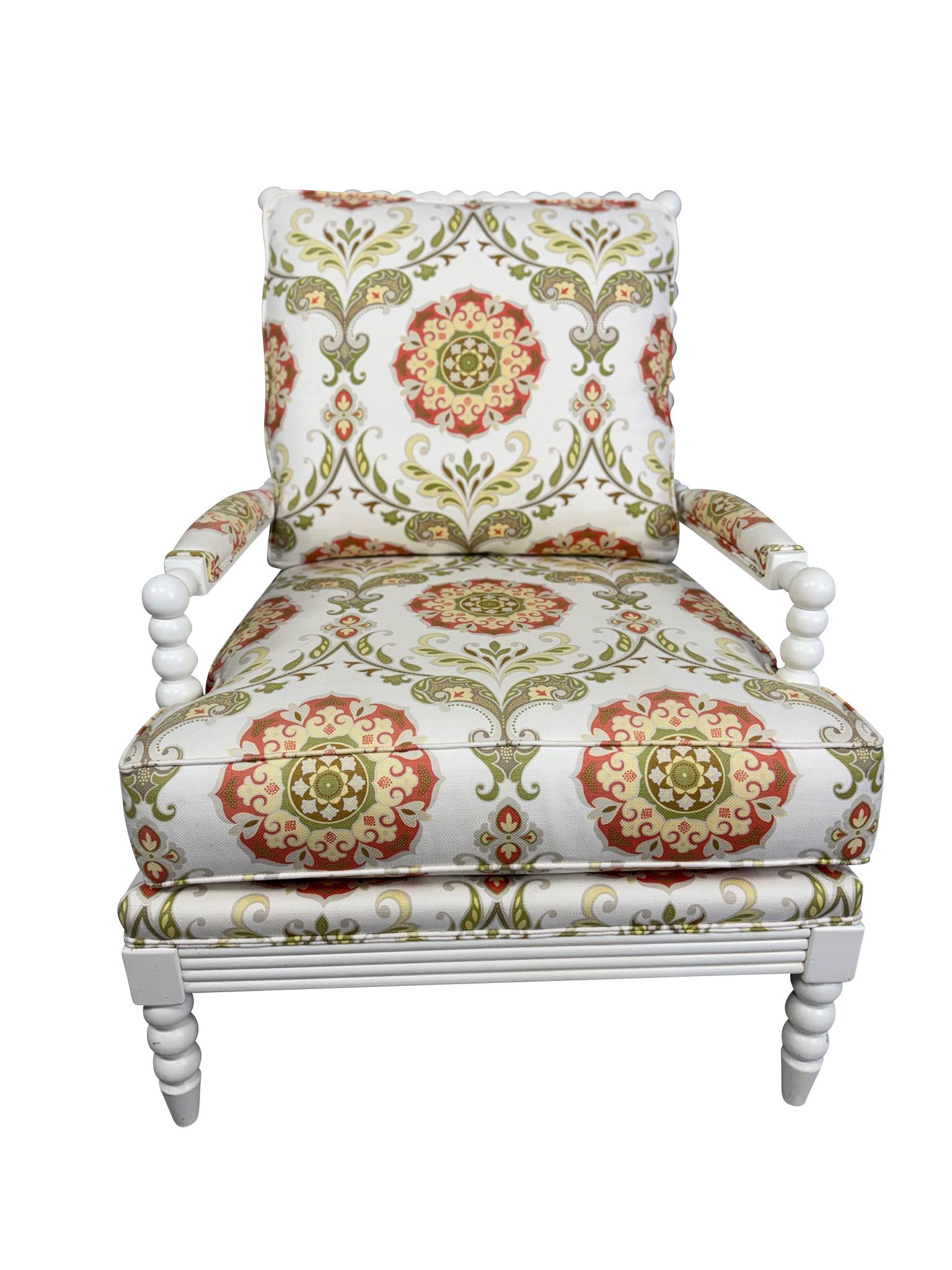 Nord-américain Jenny Lind Spool Chair et Ottoman assorti en blanc en vente