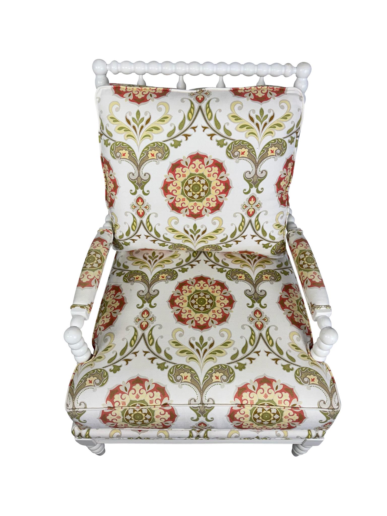 Fait main Jenny Lind Spool Chair et Ottoman assorti en blanc en vente