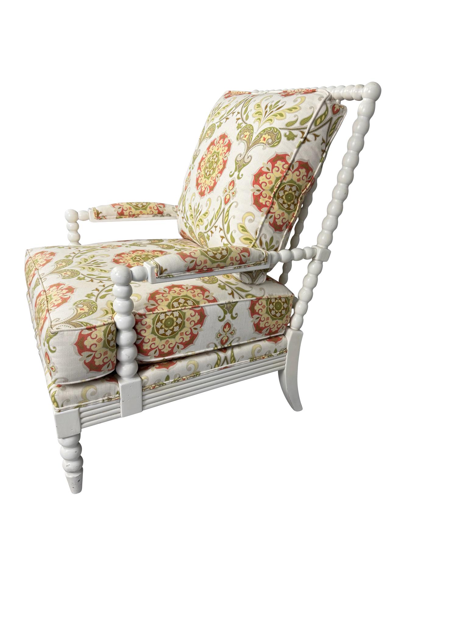 Jenny Lind Spool Chair et Ottoman assorti en blanc Bon état - En vente à Essex, MA