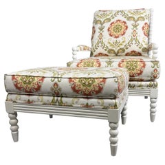 Jenny Lind Spool Chair and Matching Ottoman in White