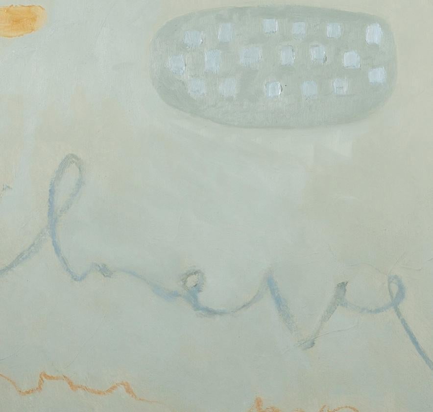 Ritmos Locos - Pintura Minimalista Abstracta Contemporánea Azul y Rosa - Abstract Painting Gris de Jenny Lock