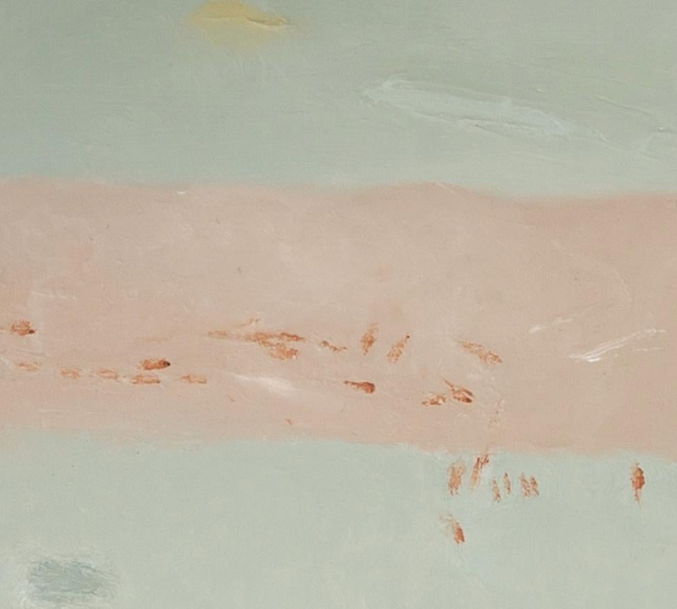 Ritmos Locos - Pintura Minimalista Abstracta Contemporánea Azul y Rosa en venta 1