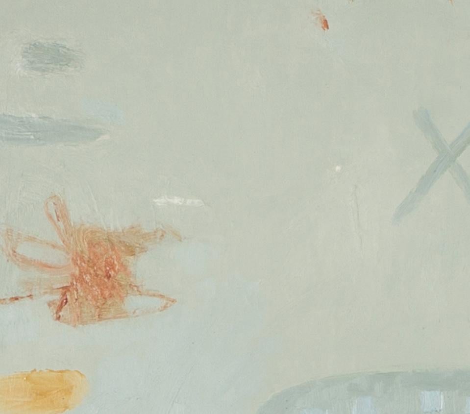 Ritmos Locos - Pintura Minimalista Abstracta Contemporánea Azul y Rosa en venta 4