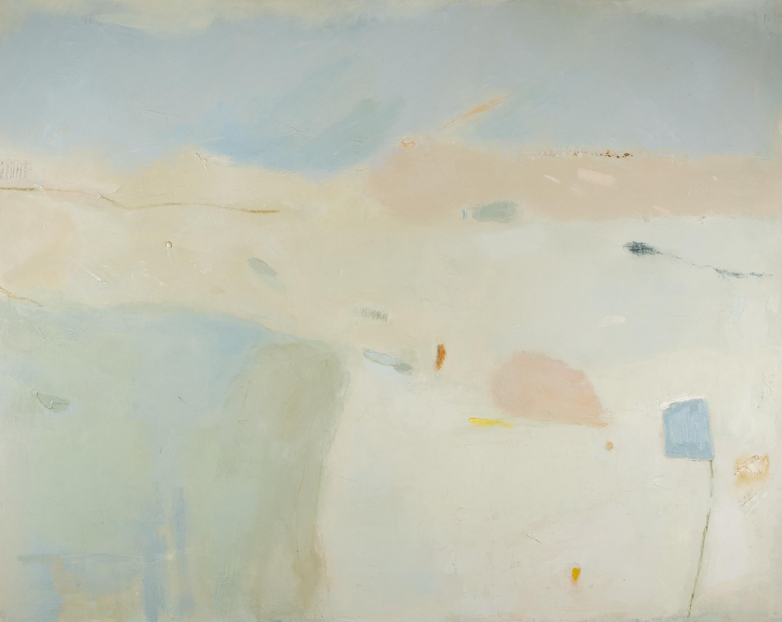 Abstract Painting Jenny Lock - Se souvenir des jours passés ensemble - Peinture à l'huile abstraite avec rose, bleu et vert