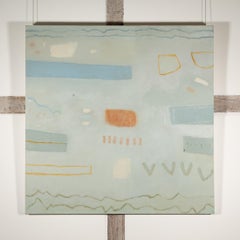 Spring has Sprung - Light Blue + Grey Minimalist Abstract Oil Painting