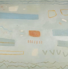 Ha llegado la primavera - Pintura al óleo abstracta minimalista en azul claro y gris