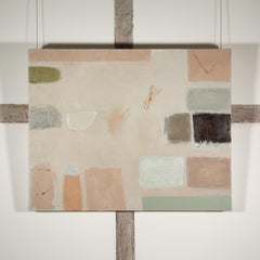 Sunday Afternoon - Minimalist Pink + Grey Abstract Oil on Canvas Painting