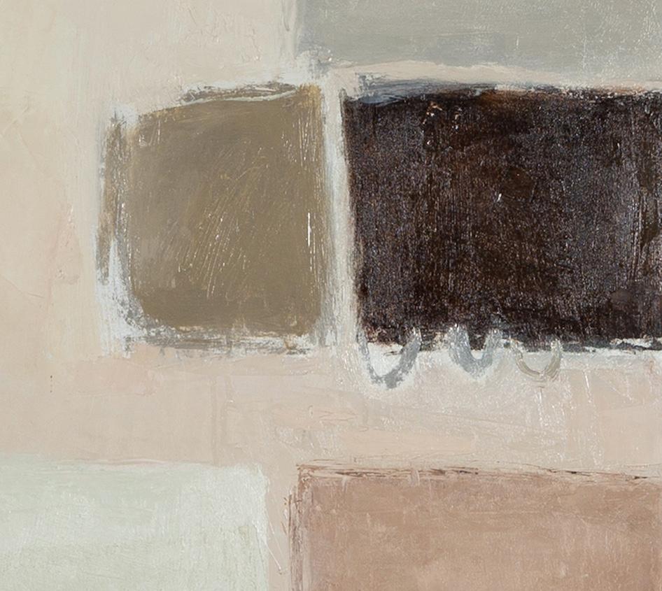 Tarde de domingo - Pintura abstracta minimalista al óleo sobre lienzo rosa + gris en venta 1
