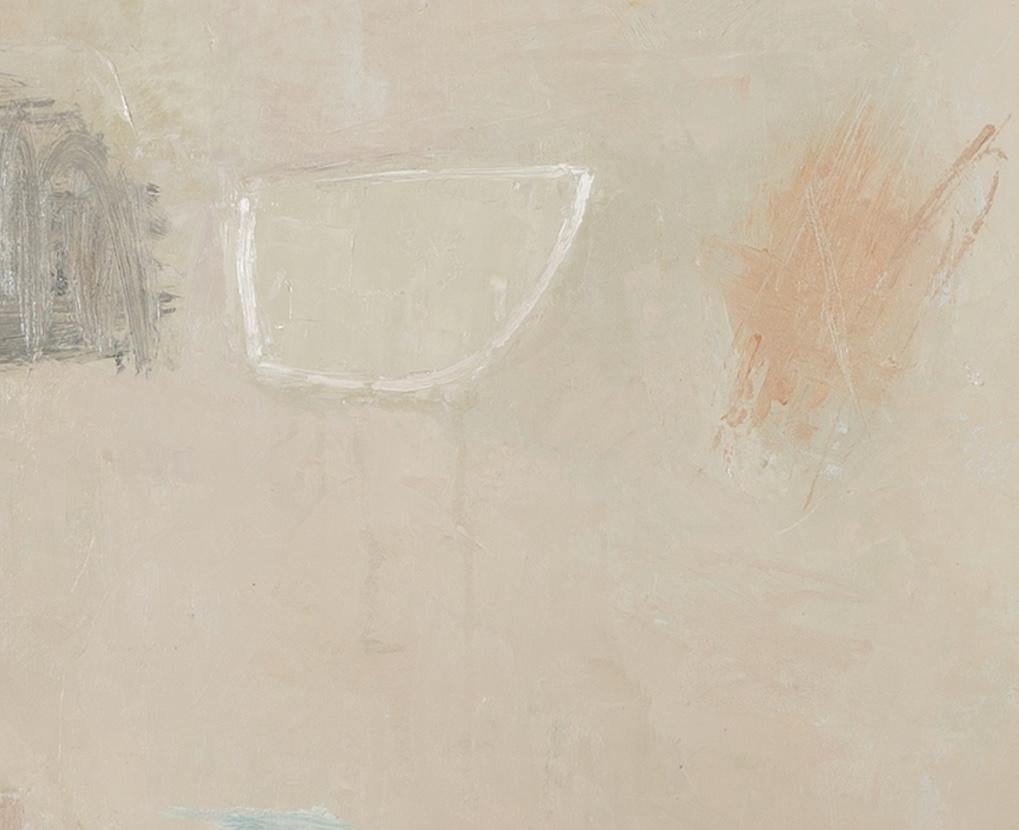 Tarde de domingo - Pintura abstracta minimalista al óleo sobre lienzo rosa + gris en venta 2