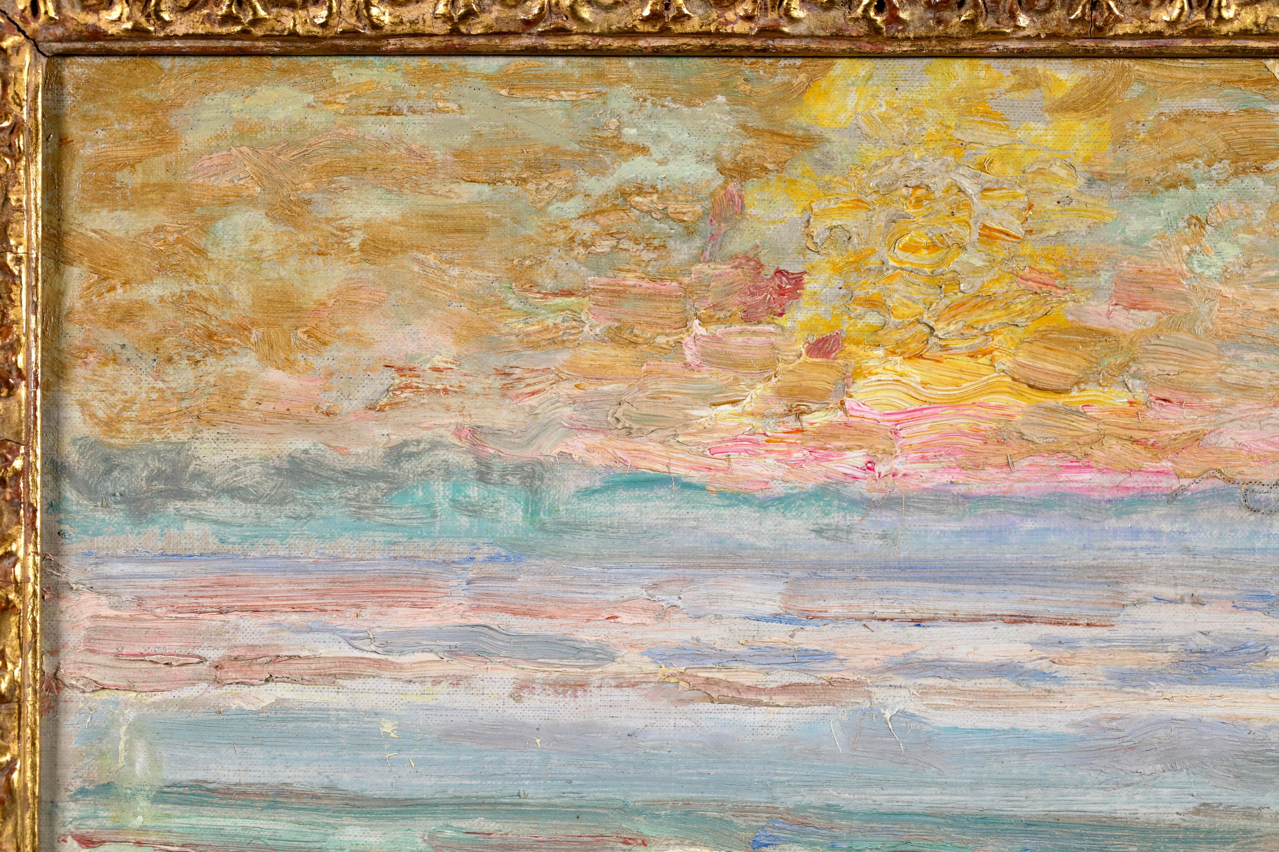 Atardecer de invierno - El Lys - Paisaje neoimpresionista Óleo de Jenny Montigny en venta 9