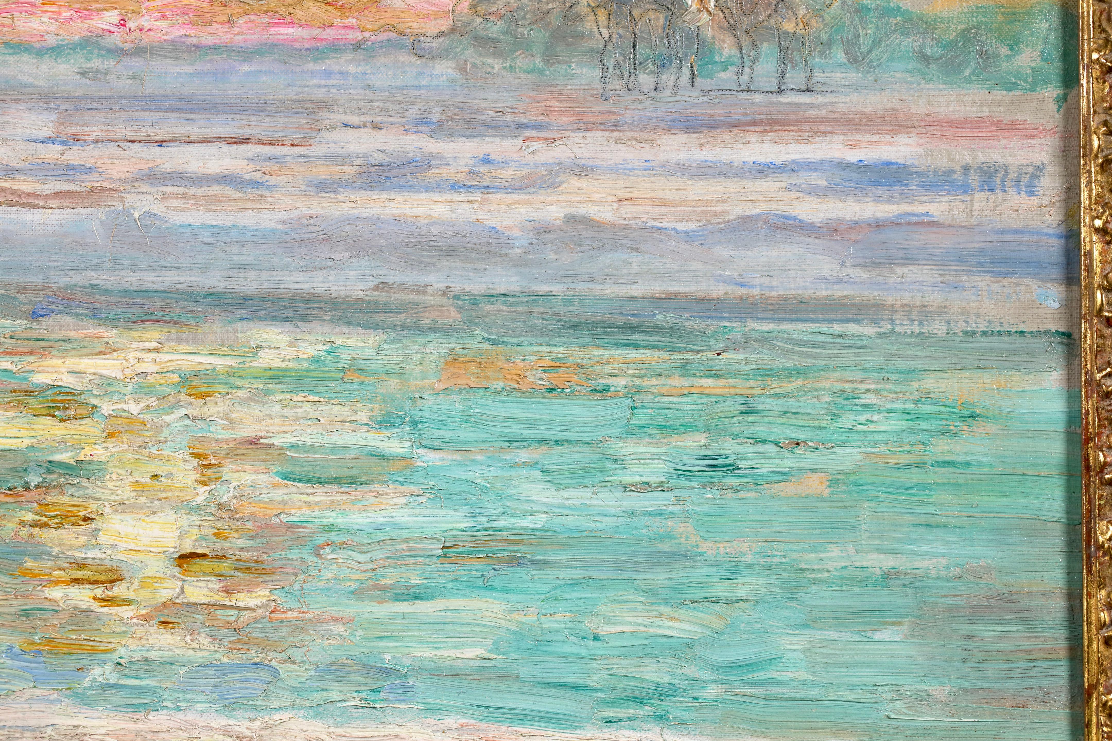 Atardecer de invierno - El Lys - Paisaje neoimpresionista Óleo de Jenny Montigny en venta 5