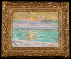 Atardecer de invierno - El Lys - Paisaje neoimpresionista Óleo de Jenny Montigny