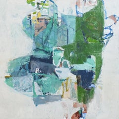 Delta (Abstraktes expressionistisches Ölgemälde auf Leinwand in Teal, Aquablau und Grün)