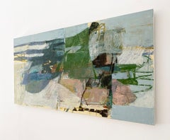 Drift (Contemporary Abstract Horizontal Oil Painting on Canvas in Pastels)