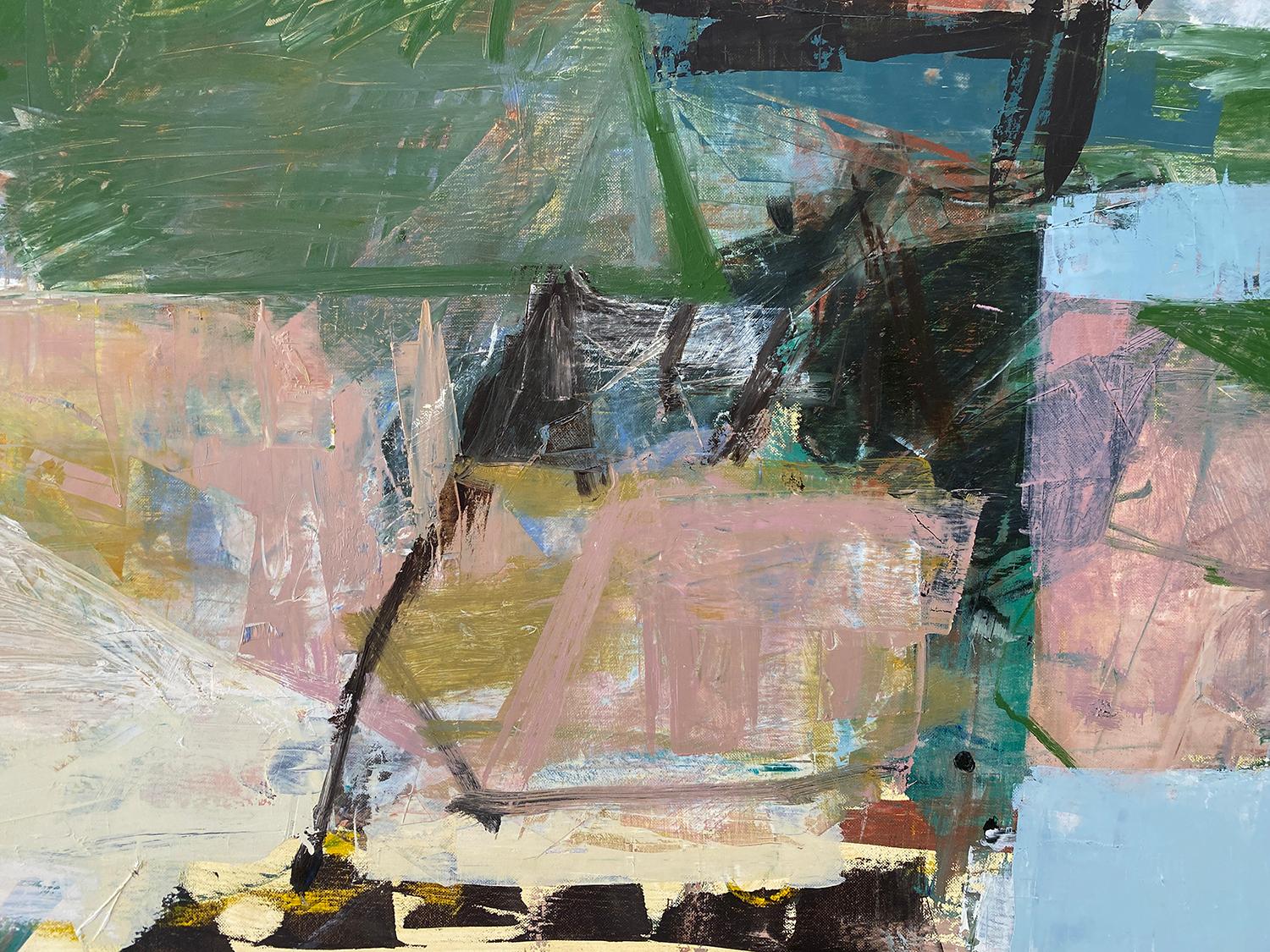 Drift (Zeitgenössische abstrakte horizontale Ölgemälde auf Leinwand in Pastellfarben) im Angebot 1