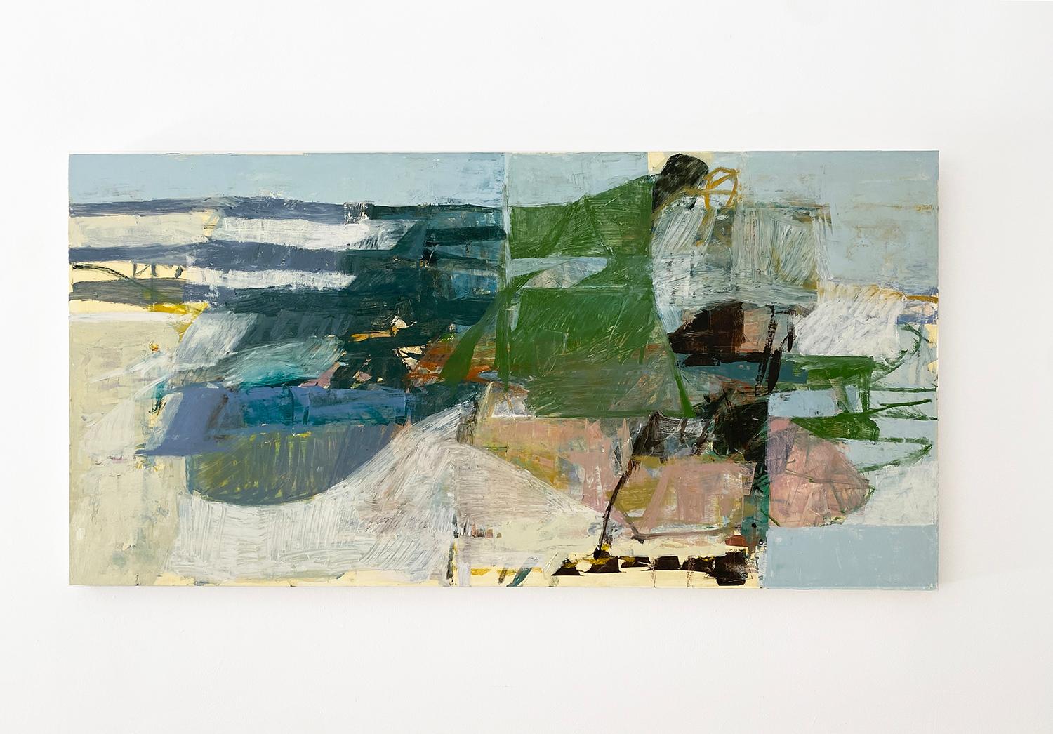 Drift (Zeitgenössische abstrakte horizontale Ölgemälde auf Leinwand in Pastellfarben) im Angebot 3