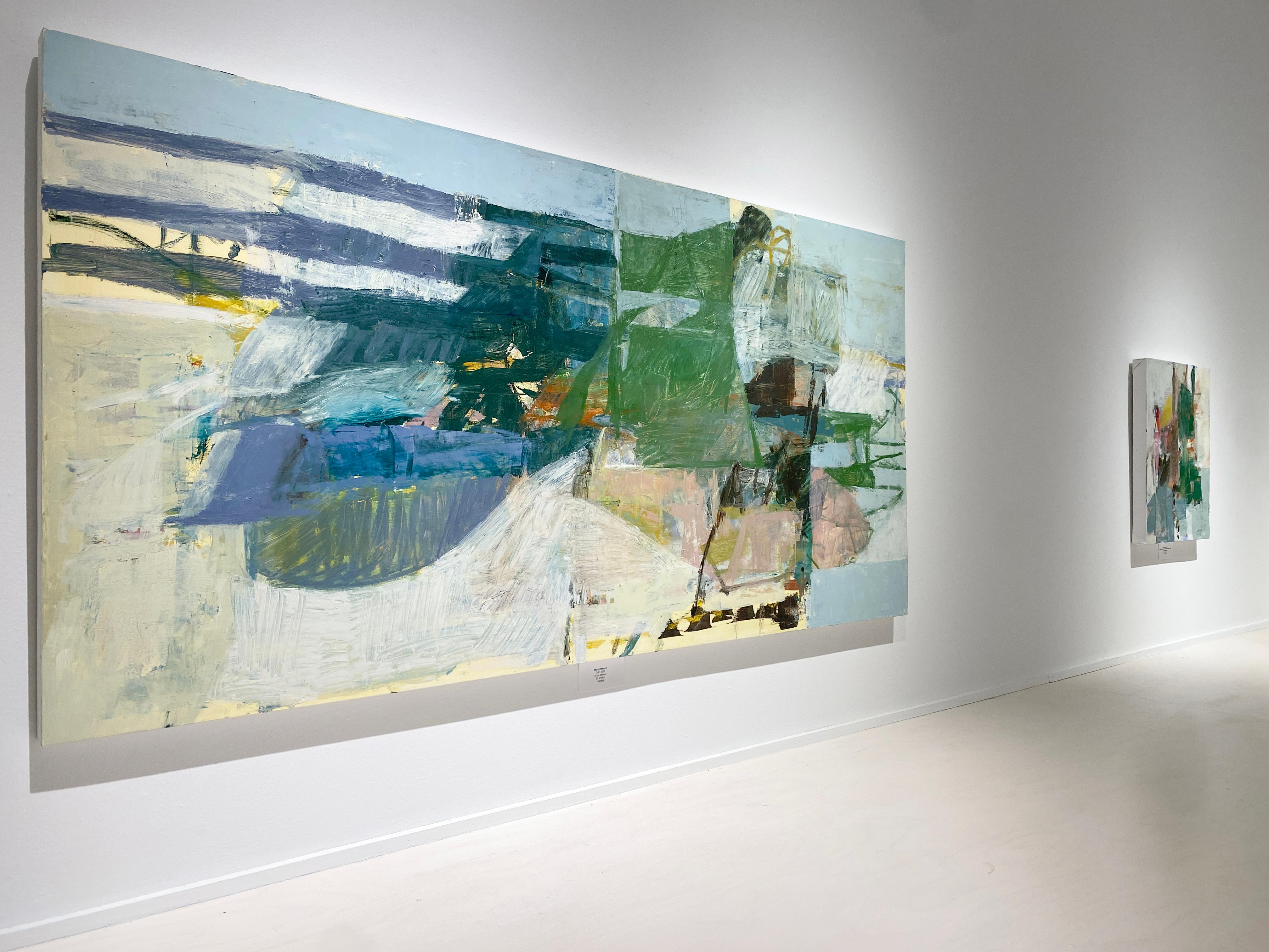 Drift (Zeitgenössische abstrakte horizontale Ölgemälde auf Leinwand in Pastellfarben) im Angebot 5