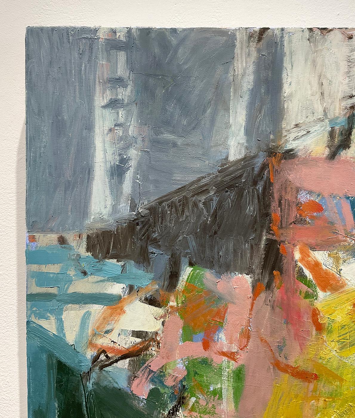 What Do I know of This Place 1 (peinture expressionniste abstraite sur toile - Qu'est-ce que je sais de ce lieu)  - Gris Abstract Painting par Jenny Nelson