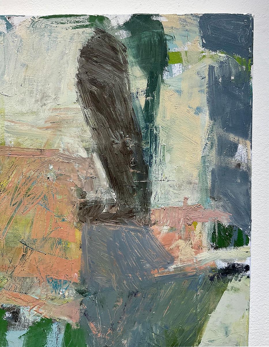 What Do I know of This Place 5 ( Peinture expressionniste abstraite sur toile - Qu'est-ce que je sais de ce lieu)  - Gris Abstract Painting par Jenny Nelson