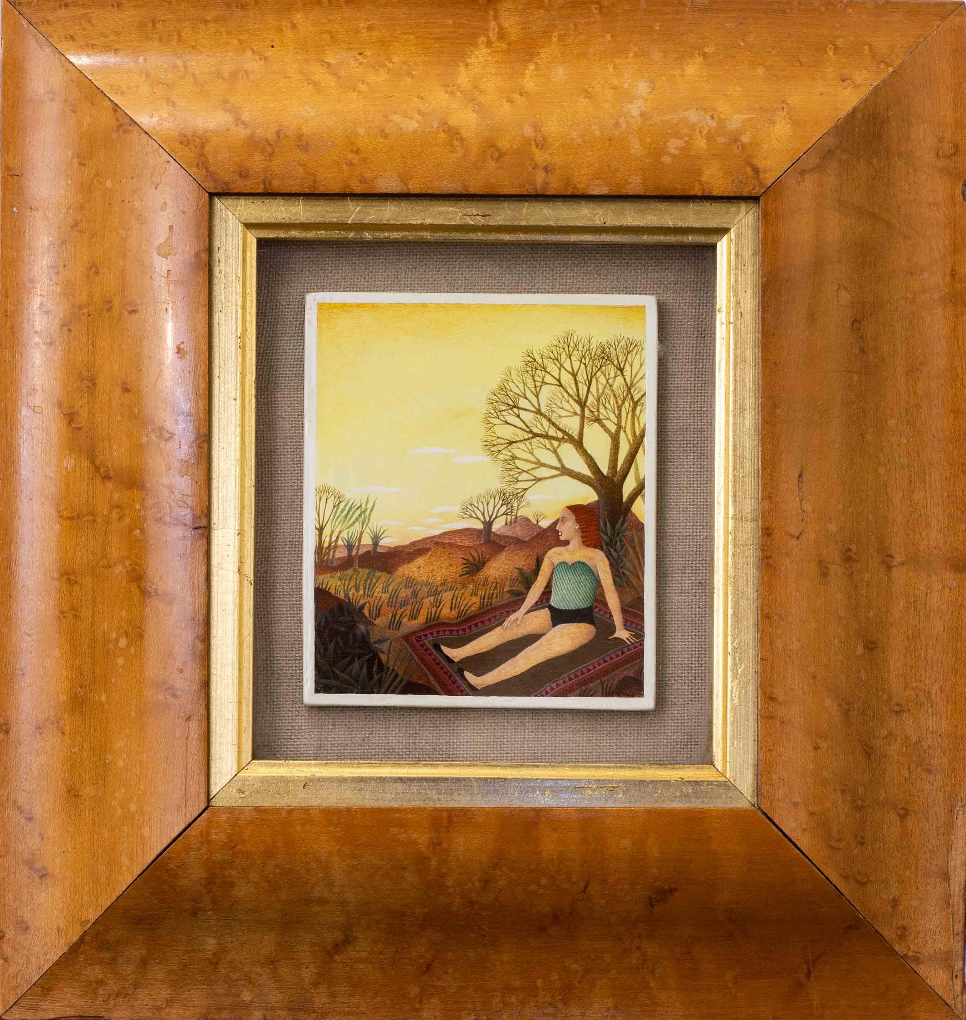 Jenny Ogg (British school, 20th Century)
Sunbathing
oil on panel
signed 'J Ogg' (lower right) and bearing label for Grants Fine Art Gallery Newcastle (to the reverse)