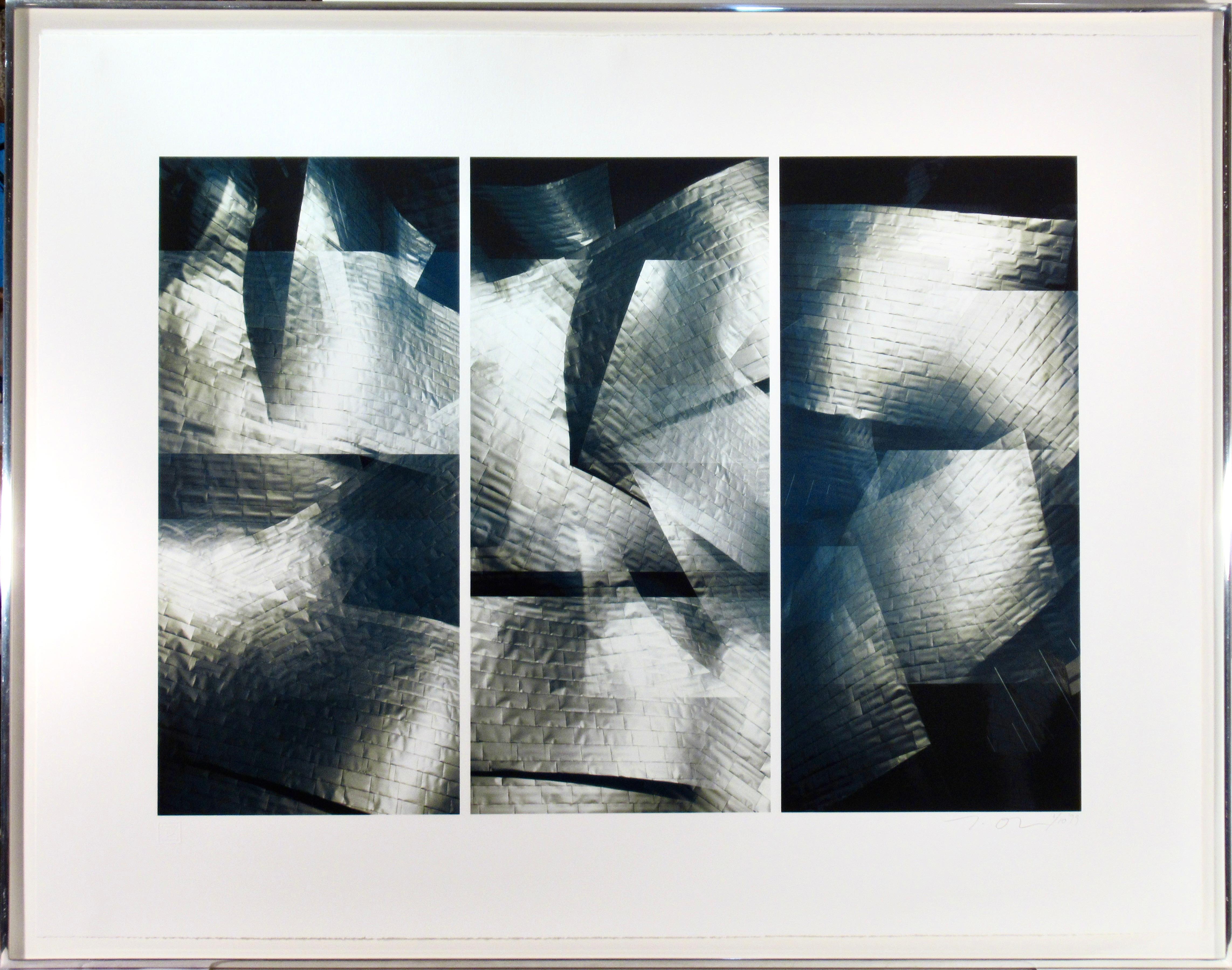 Jenny Okun Abstract Print - Bilbao Guggenheim Silver