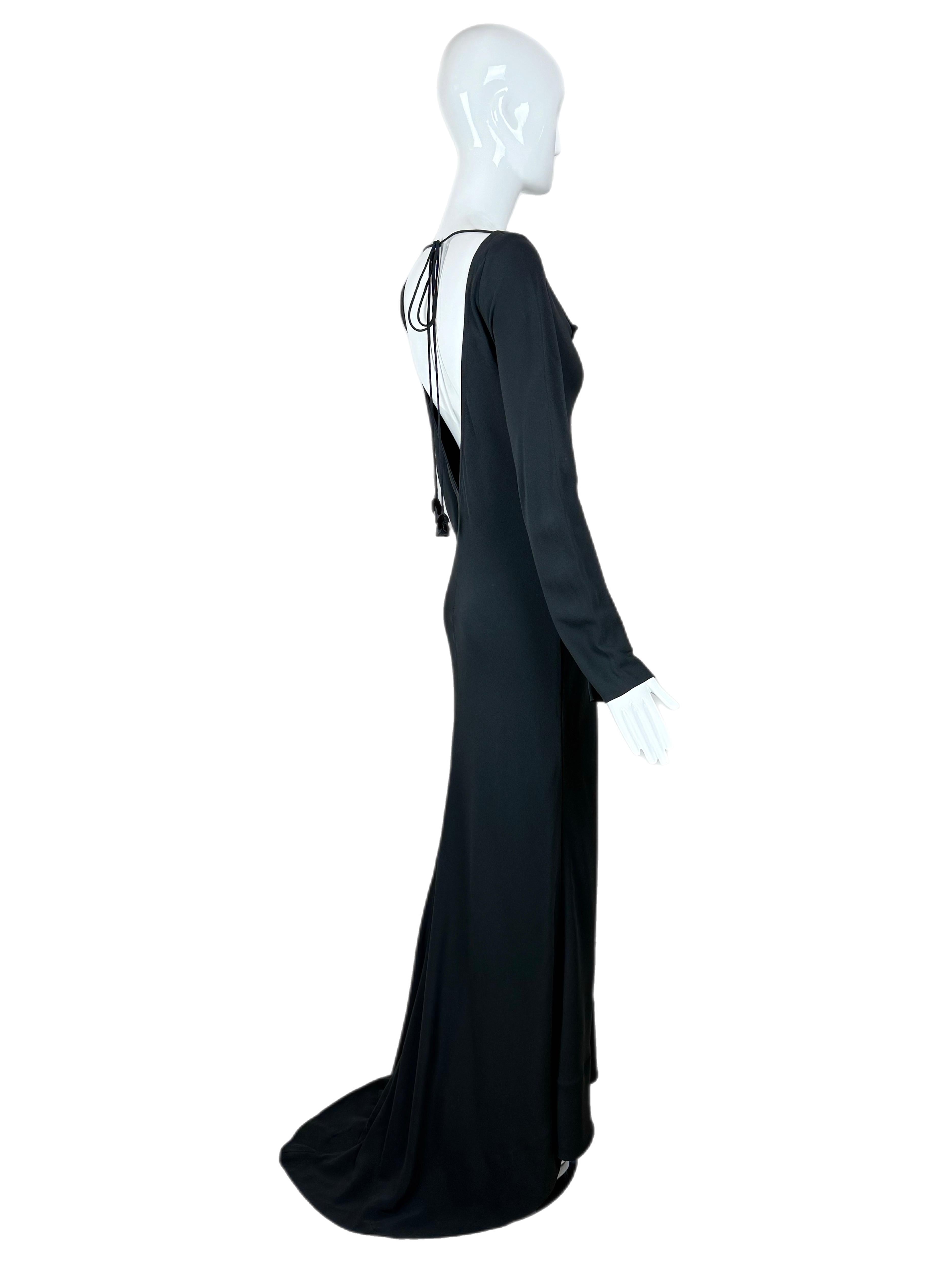 JENNY PACKHAM Vestido de noche vintage negro sin espalda años 90 en venta 1