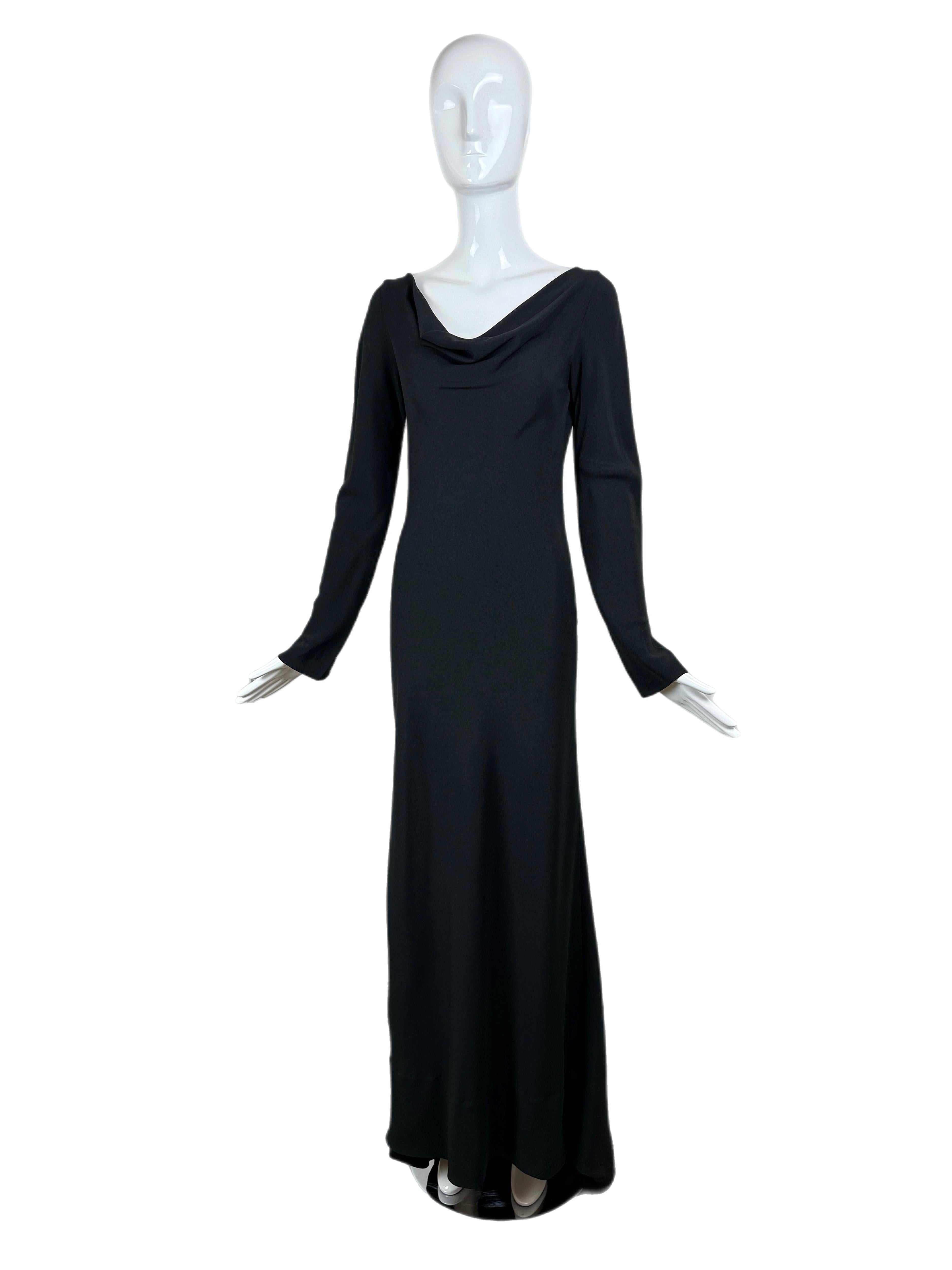 JENNY PACKHAM Vestido de noche vintage negro sin espalda años 90 en venta 2