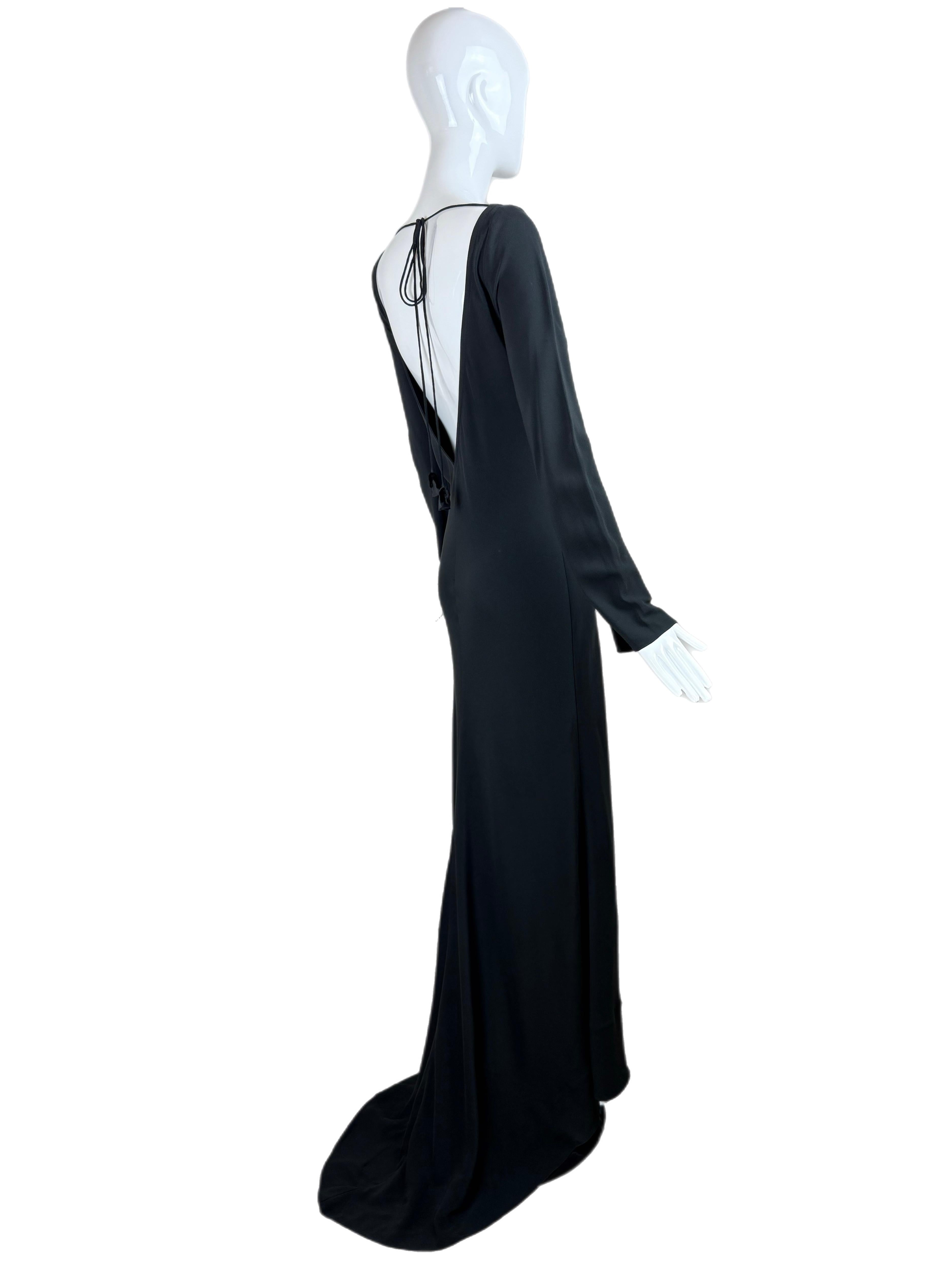 JENNY PACKHAM Vestido de noche vintage negro sin espalda años 90 en venta 3