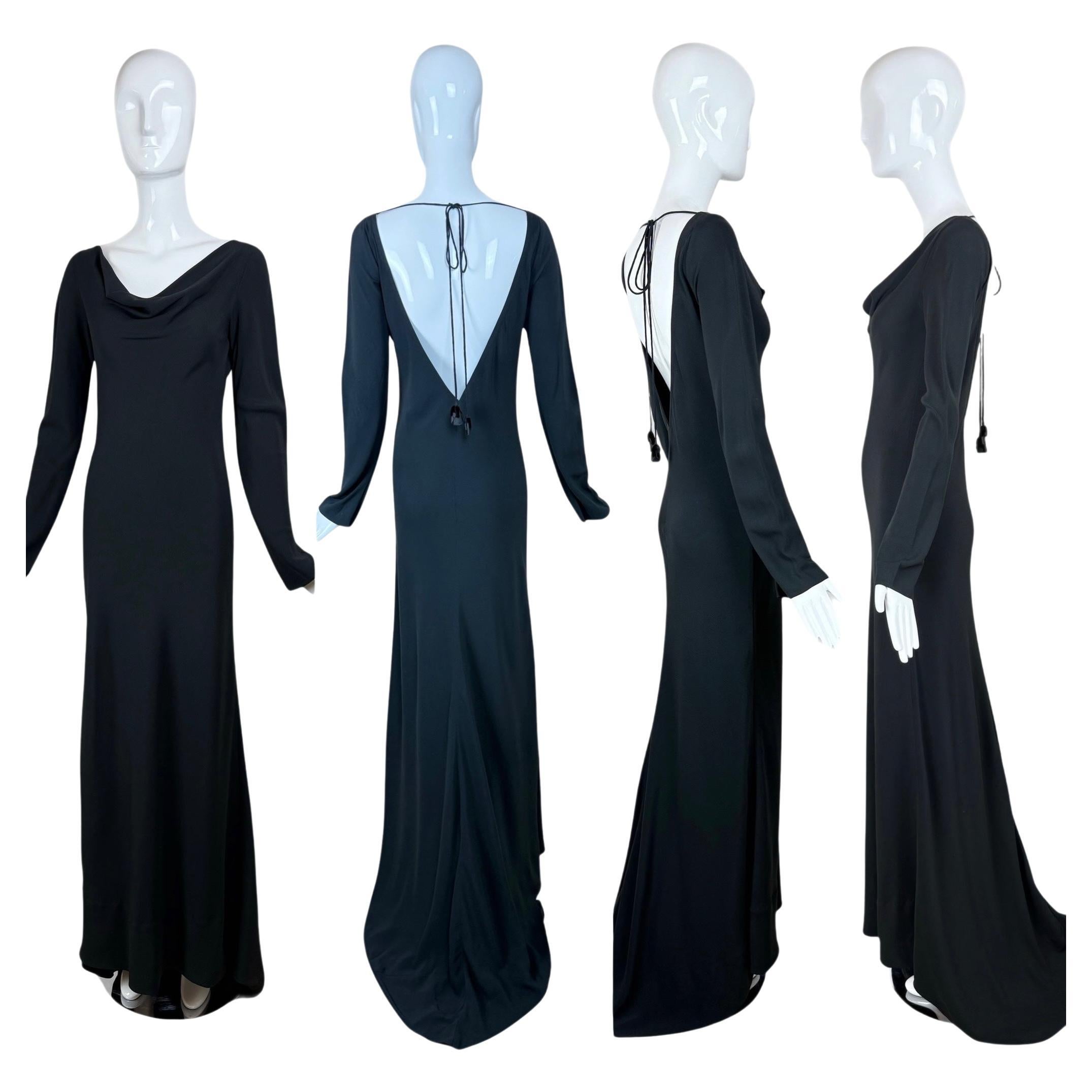 JENNY PACKHAM Vestido de noche vintage negro sin espalda años 90 en venta