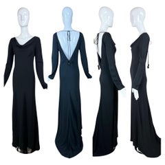 JENNY PACKHAM Robe de soirée dos nu noire vintage des années 1990
