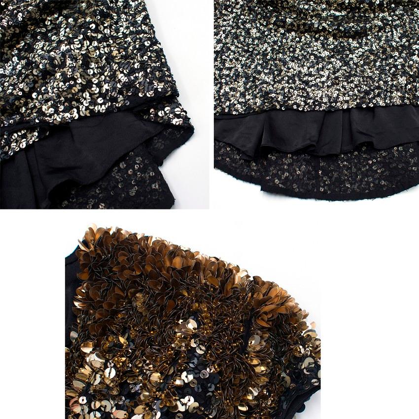 Jenny Packham Black & Gold Sequinned Silk Gown US 10 1