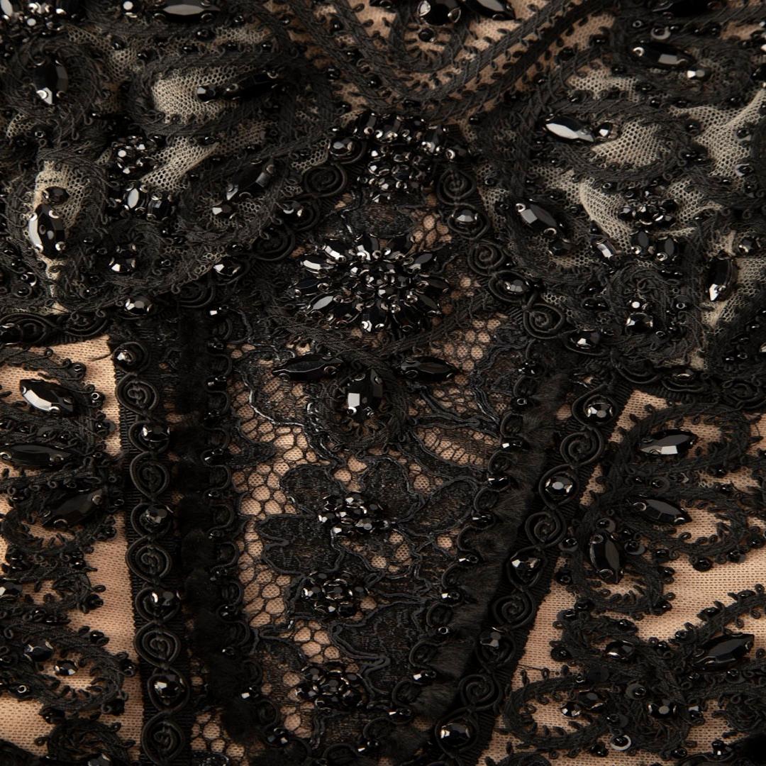 Women's Jenny Packham Black Sequin Lace Midi Dress Size S