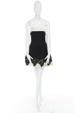 JENNY PACKHAM black sequins embroidered lace hem strapless cocktail dress UK6 XS