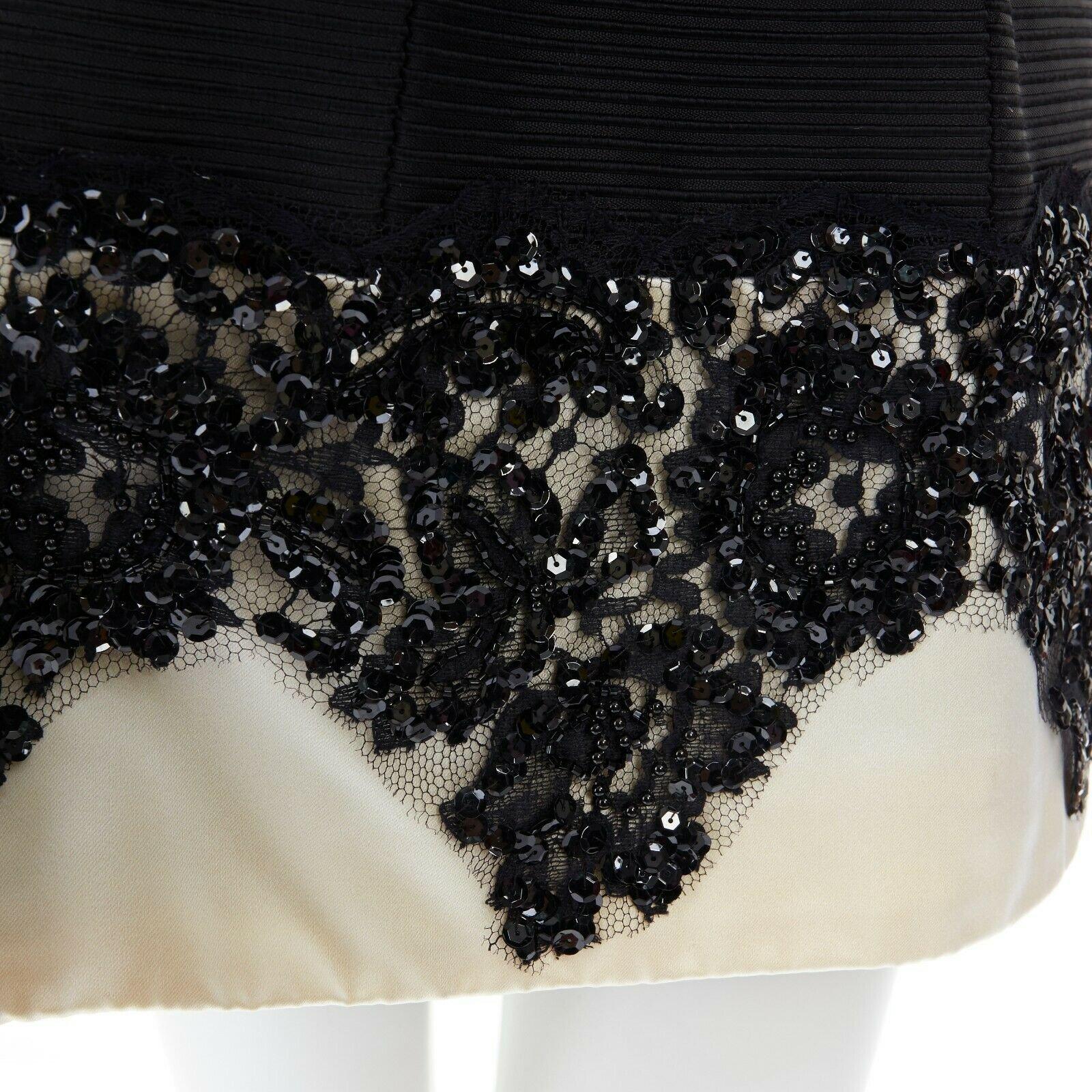 JENNY PACKHAM black sequins embroidered lace hem strapless cocktail dress UK6 XS 4