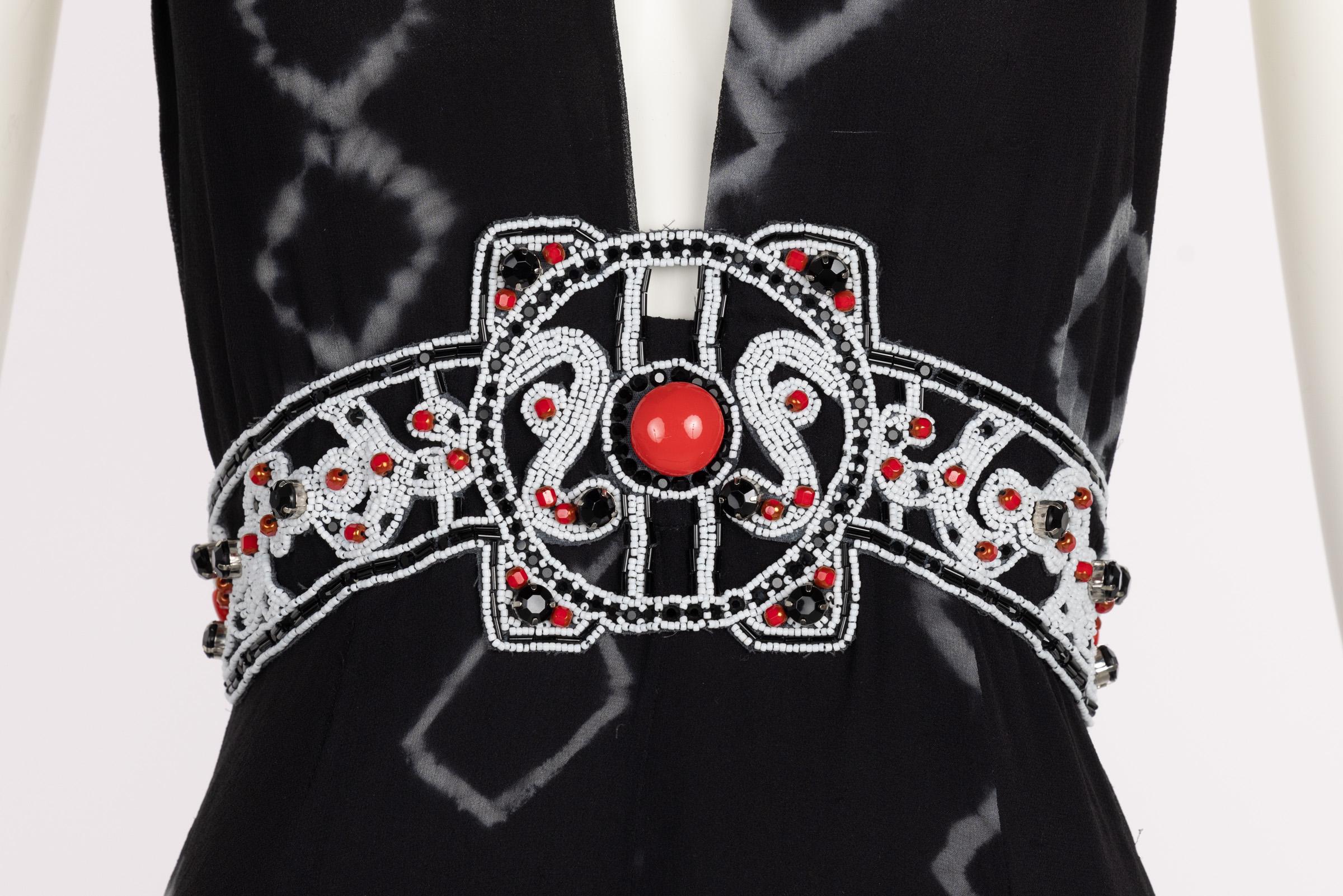 Jenny Packham Black Silk Embellished Waist Halter Maxi Dress For Sale 5