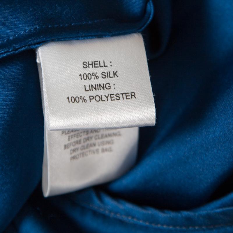 Jenny Packham Blue Embellished Silk Cutout Back Detail Blouson Gown M 2