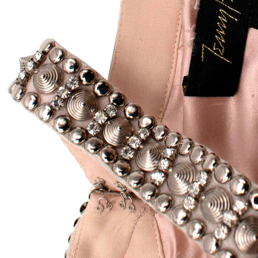 Beige Jenny Packham blush crystal studded halter neck dress - Size US 4