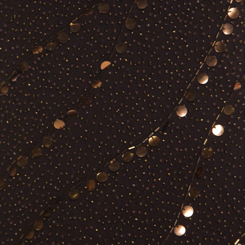 Women's Jenny Packham Brown Beaded Tassel Detail Sleeveless Gown and Scarf Set M