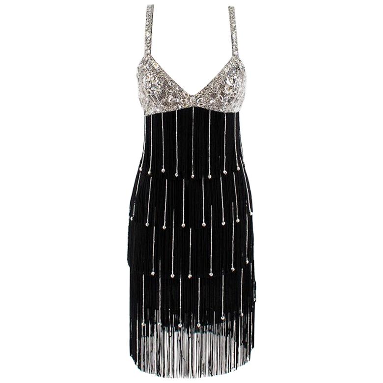 Jenny Packham Exclusive Black Embellished Flapper Dress - Size US 4