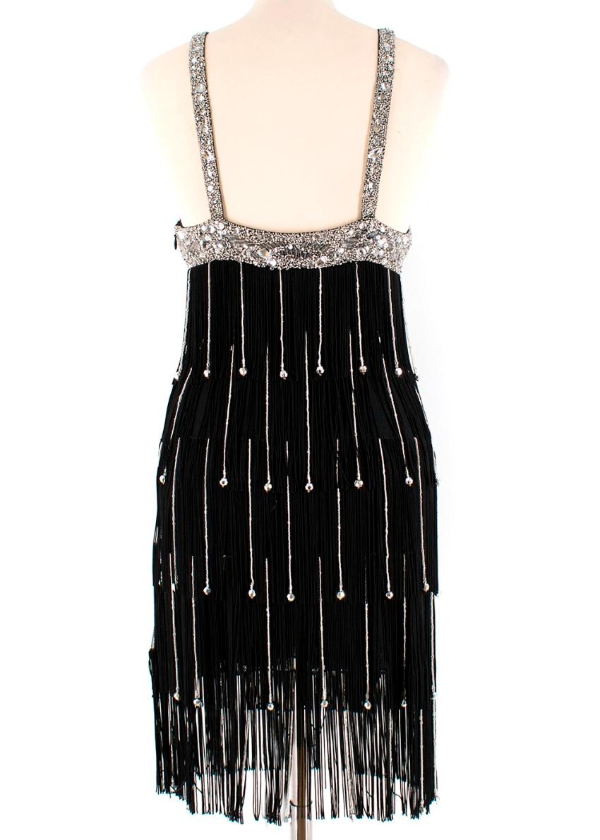 Jenny Packham Exclusive Black Embellished Flapper Dress - Size US 4 In New Condition For Sale In London, GB