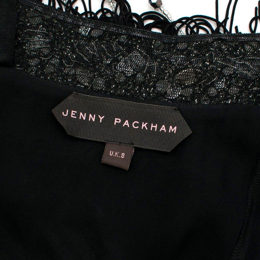 Women's Jenny Packham Exclusive Black Embellished Flapper Dress - Size US 4 For Sale