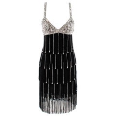 Jenny Packham Exclusive Black Embellished Flapper Dress - Size US 4