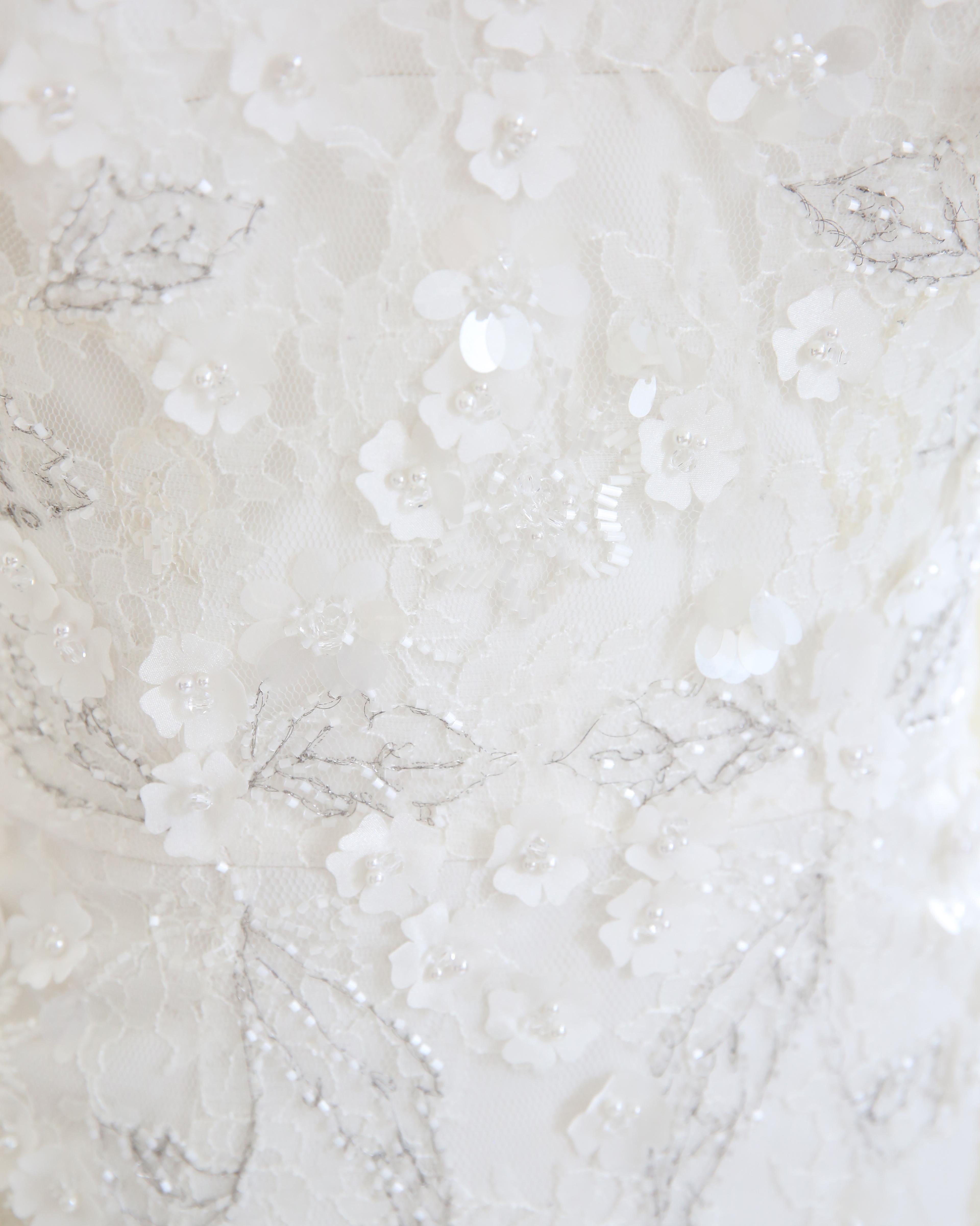 Jenny Packham F/W 16 floral lace pearl beaded strapless tulle wedding gown dress For Sale 9