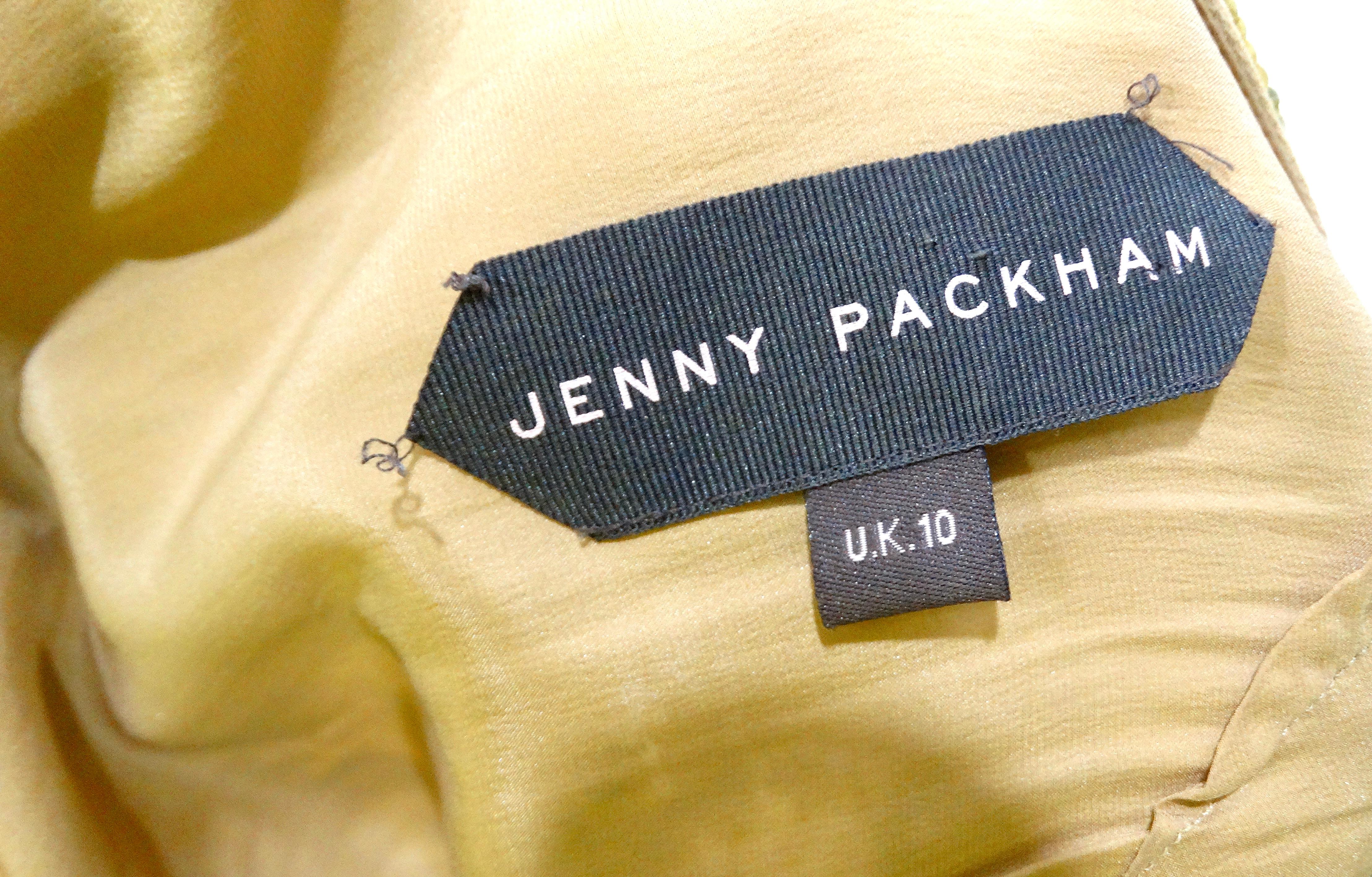 Jenny Packham - Vestito senza maniche con paillettes e stampa floreale e leopardo dorato in vendita 3