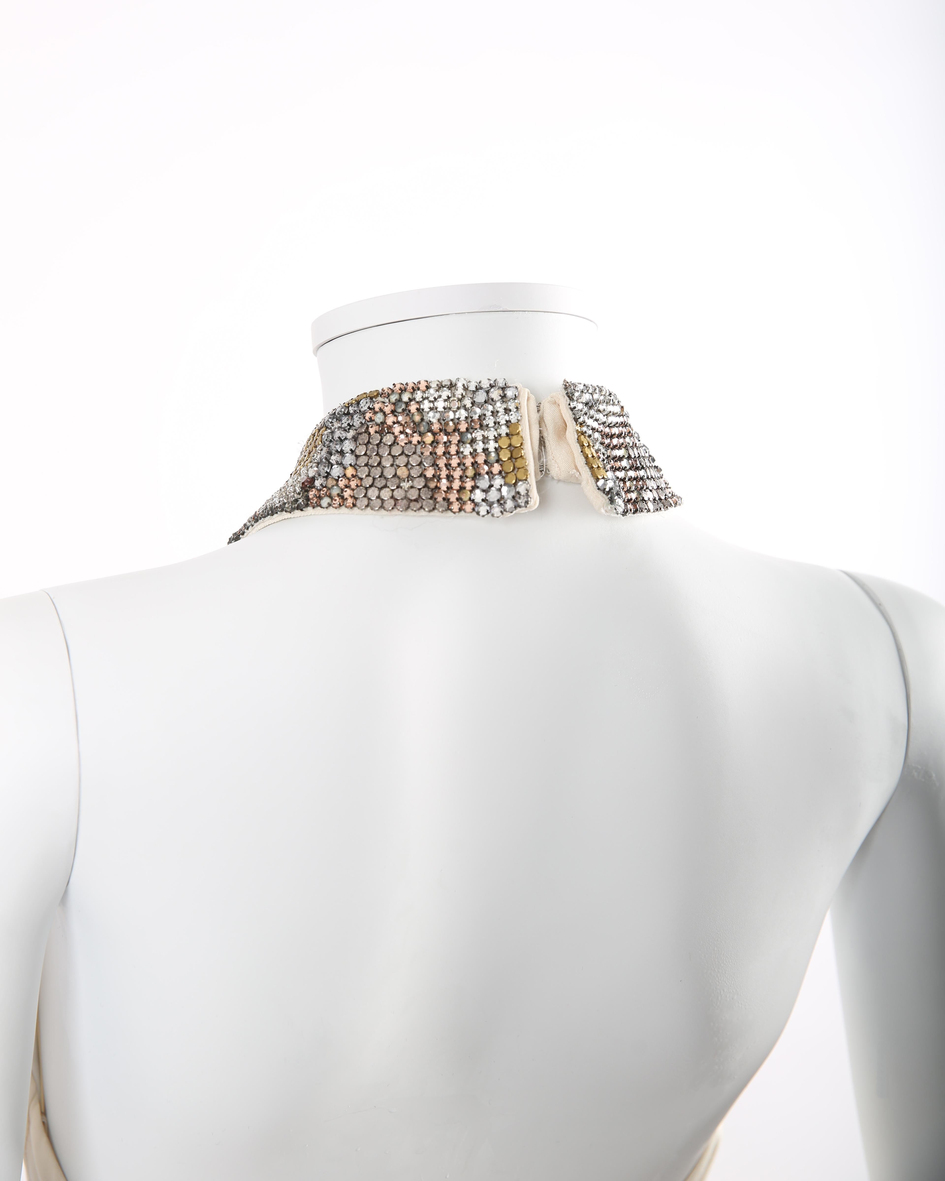 Jenny Packham ivory cream crystal jewel collar backless wedding dress jumpsuit For Sale 1